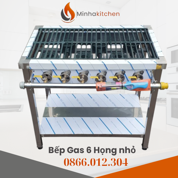 Bếp Gas Hàn Quốc 6 Họng- Mua Bếp Công Nghiệp 6 Họng Nhỏ